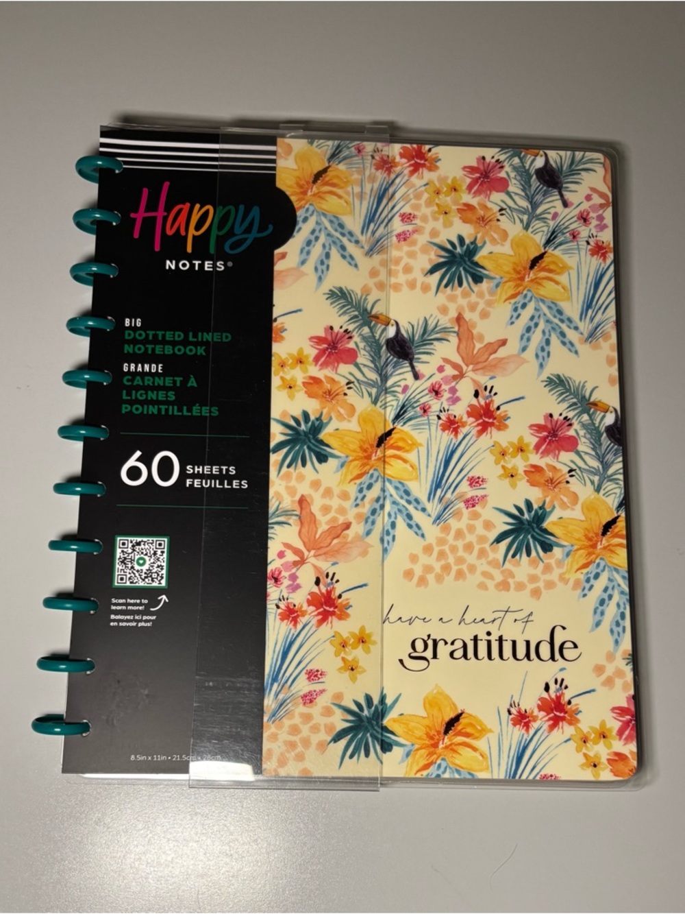 The Happy Planner Floral "Gratitude" Notebook - Cream, Yellow, Pink, Teal